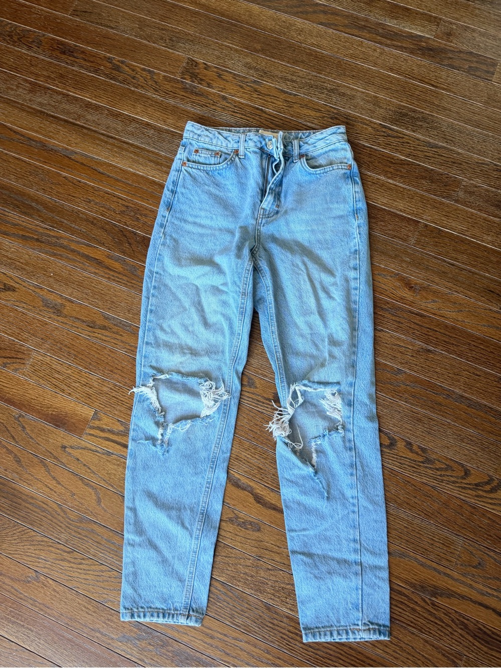 Topshop Light Wash Distressed Boyfriend Jeans